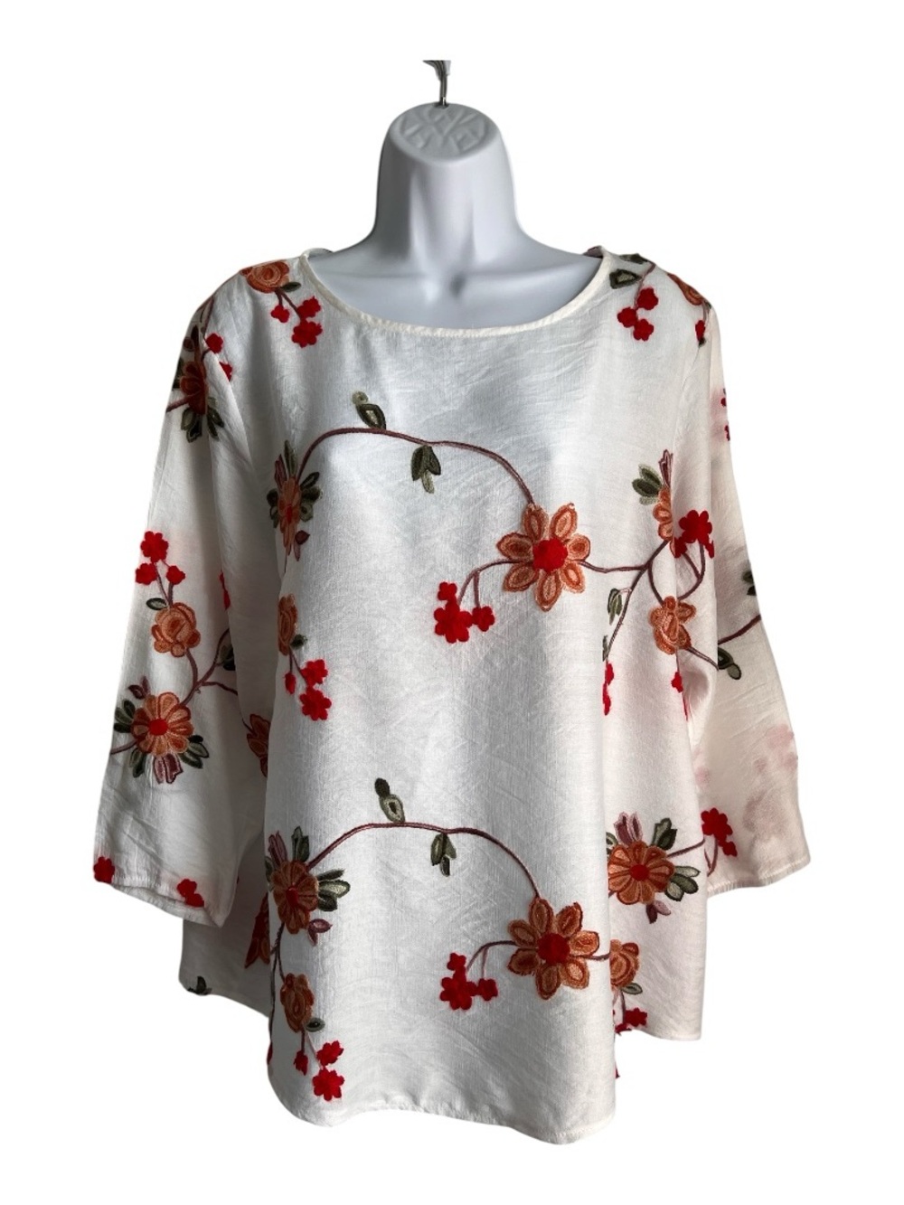 Ana & Rose Embroidered Blouse – XL – Floral Tunic Top